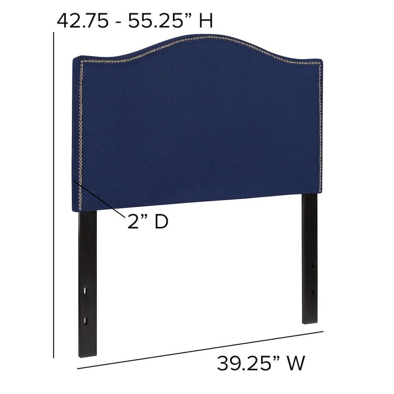 Flash Furniture Upholstered Twin Size Headboard with Accent Nail Trim in Navy Fabric image number 2