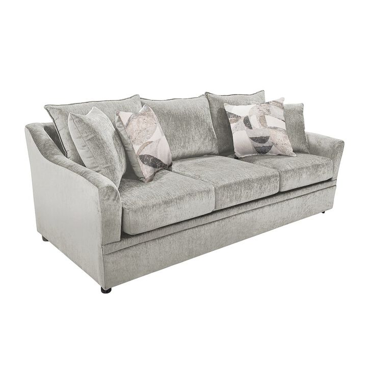 New Classic Furniture Sylvie Polyester Upholstered Sofa in Light Gray