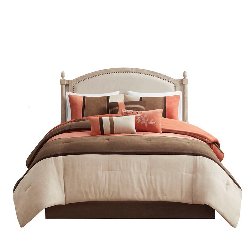 Gracie Mills Kimberly 7-Piece Contemporary Microsuede Comforter Set