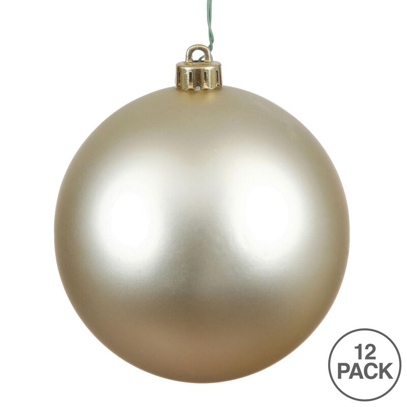 Vickerman 3" Champagne Matte Ball Ornament - Pack of 12 Classic Christmas Ornaments, Shatterproof and UV Resistant Plastic, with String for Hanging image number 2