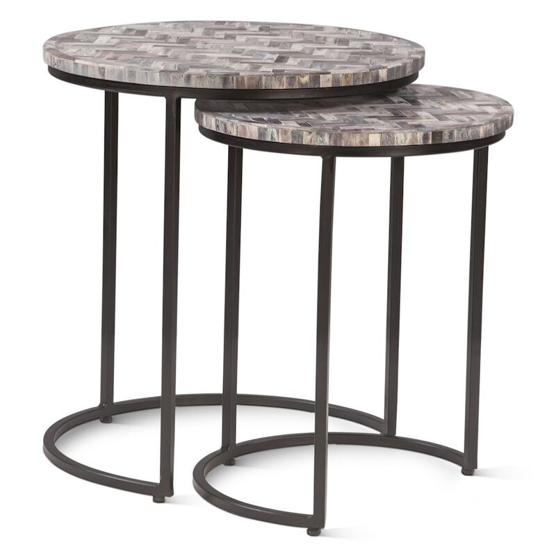 World Interiors Mumbai 20 Nesting Tables in Chevron Pattern, Set 2