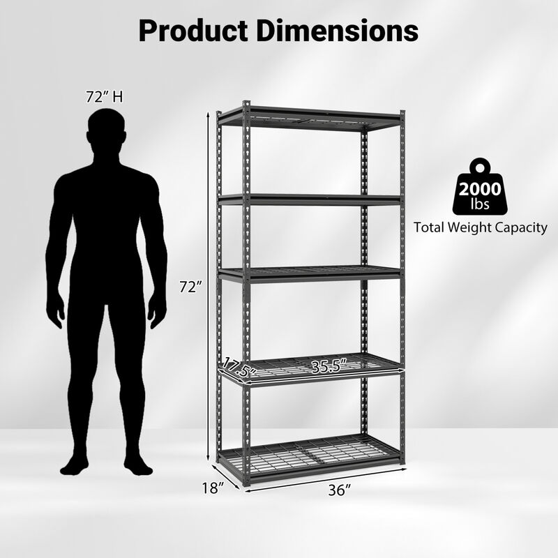 Set of 3 5-Tier Heavy-Duty Wire Shelving Unit with Adjustable Metal Racks image number 2