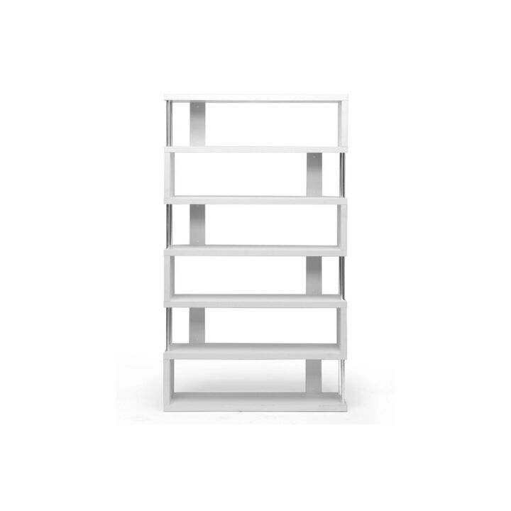 Baxton Studio Barnes 75.5-inch H 6-Shelf Bookcase, White (97-4834-HiT)