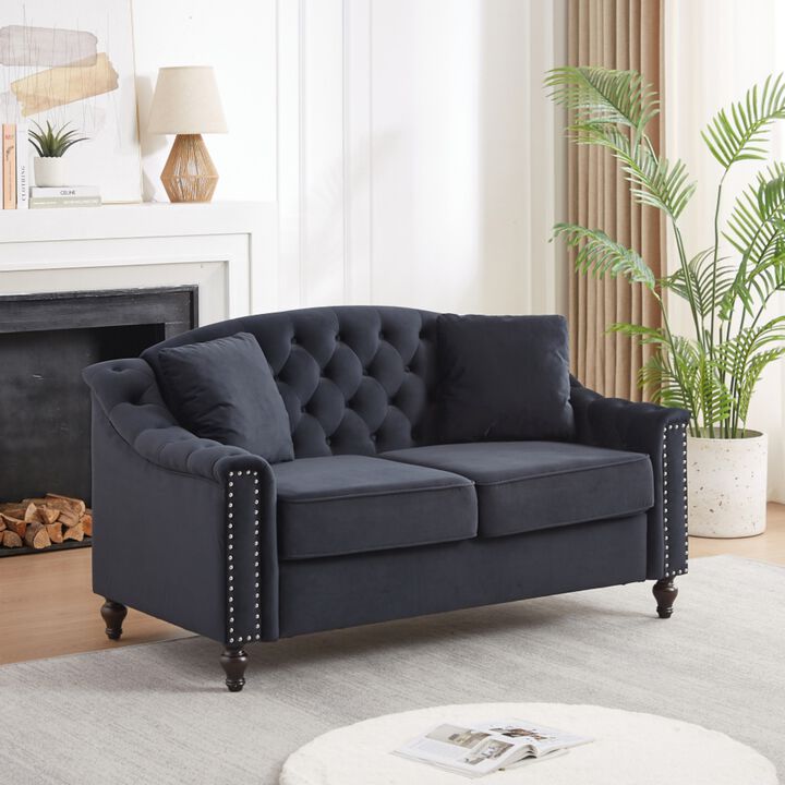 Frak 58.5" Velvet Chesterfield Loveseat