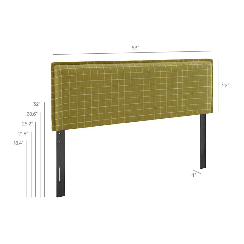 Camille Checkered Linen Blend King Size Headboard image number 2