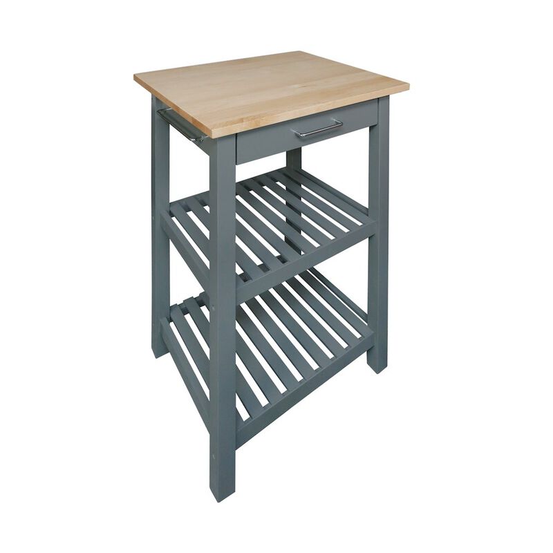 Casual Home Sunrise Kitchen Island with Solid Wood Top - Slate Gray