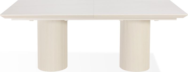 Cannon Stone Top Double Pedestal Extension Dining Table with Ivory Wood Base image number 0