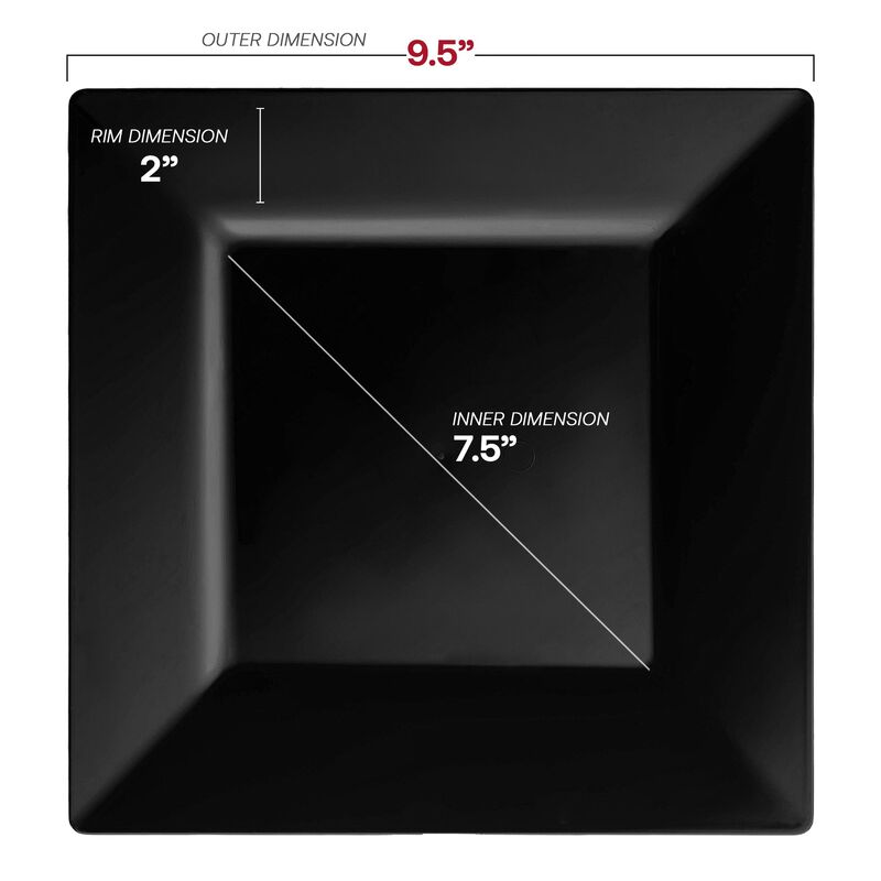 Black Square Plastic Plates Dinnerware Value Set (40 Sets) image number 2