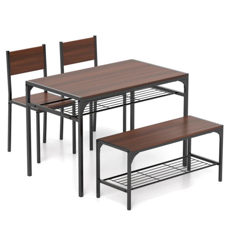 Hivvago Industrial Style Rectangular Kitchen Table with Bench and Chairs