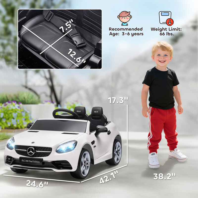 BreeBe Mercedes SLC 300 Licensed Kids Electric Car with Remote Control, 12V Battery Powered Kids Ride on Car with Music, Lights image number 2