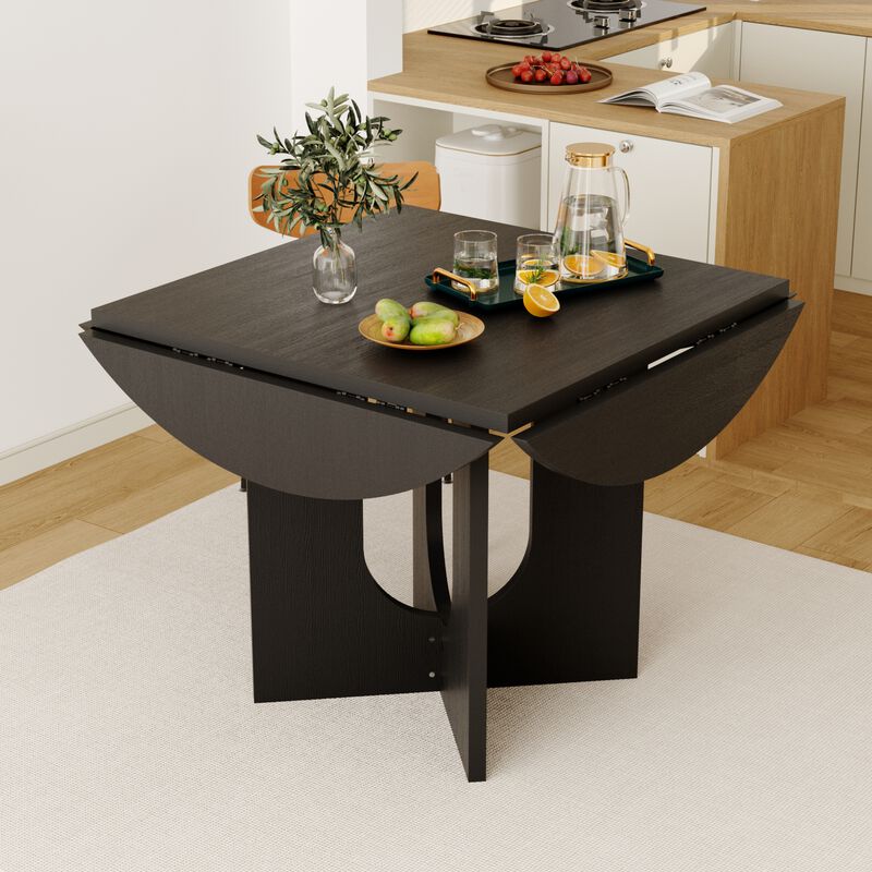 FUFU&GAGA Stylish Foldable Dining Table with Foldable and Fully Thickened Design, Wood Grain Finish, (47.2 in. W x 29.5 in. D x 33.5 in. H), Black