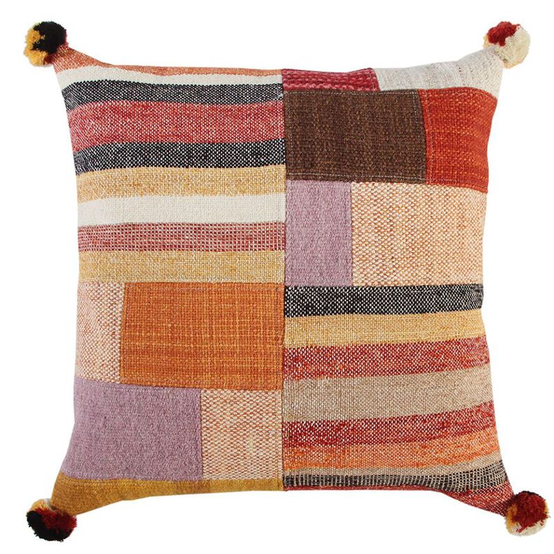 Homezia Orange Brown Accent Stitched Throw Pillow