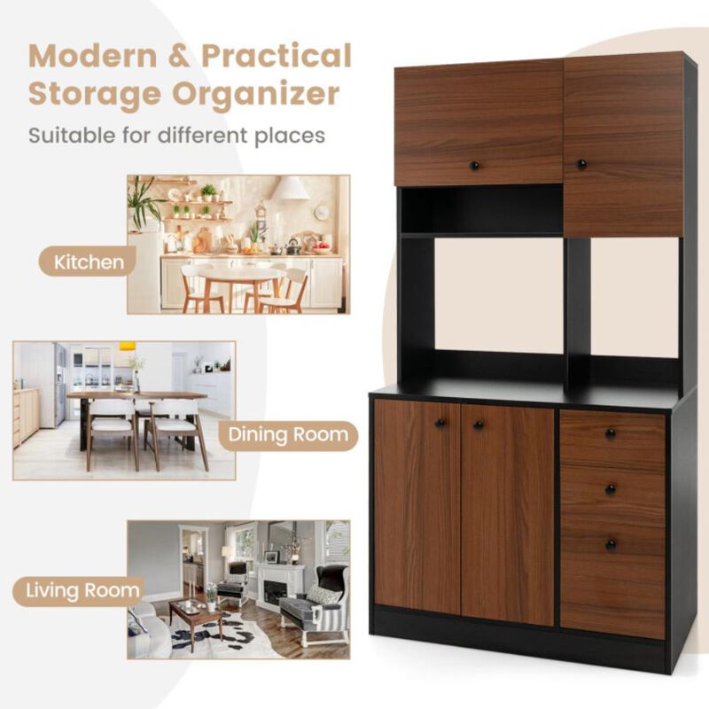 Hivvago 71 Inch Kitchen Pantry with 3 Storage Cabinet and 3 Deep Drawers