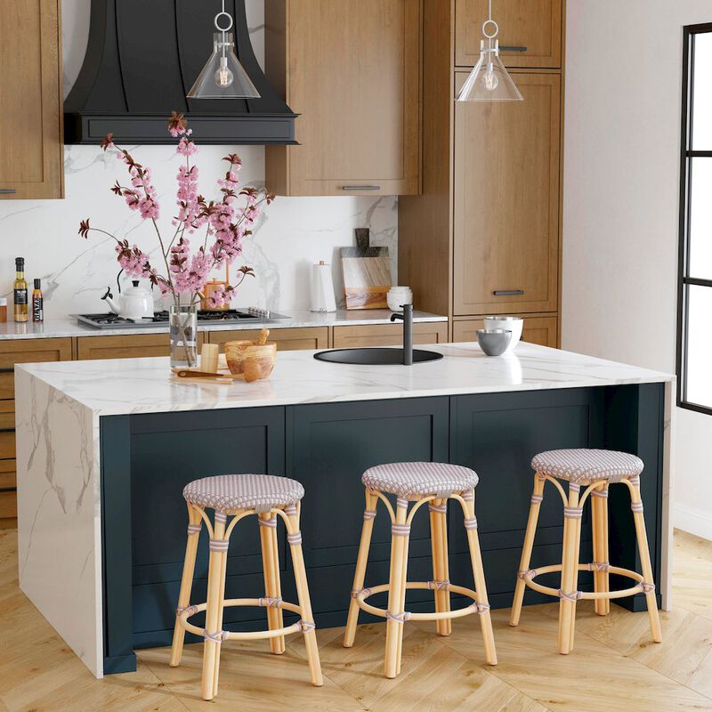 Butler Specialty Tobias Rattan Round 24 Counter Stool, Pink