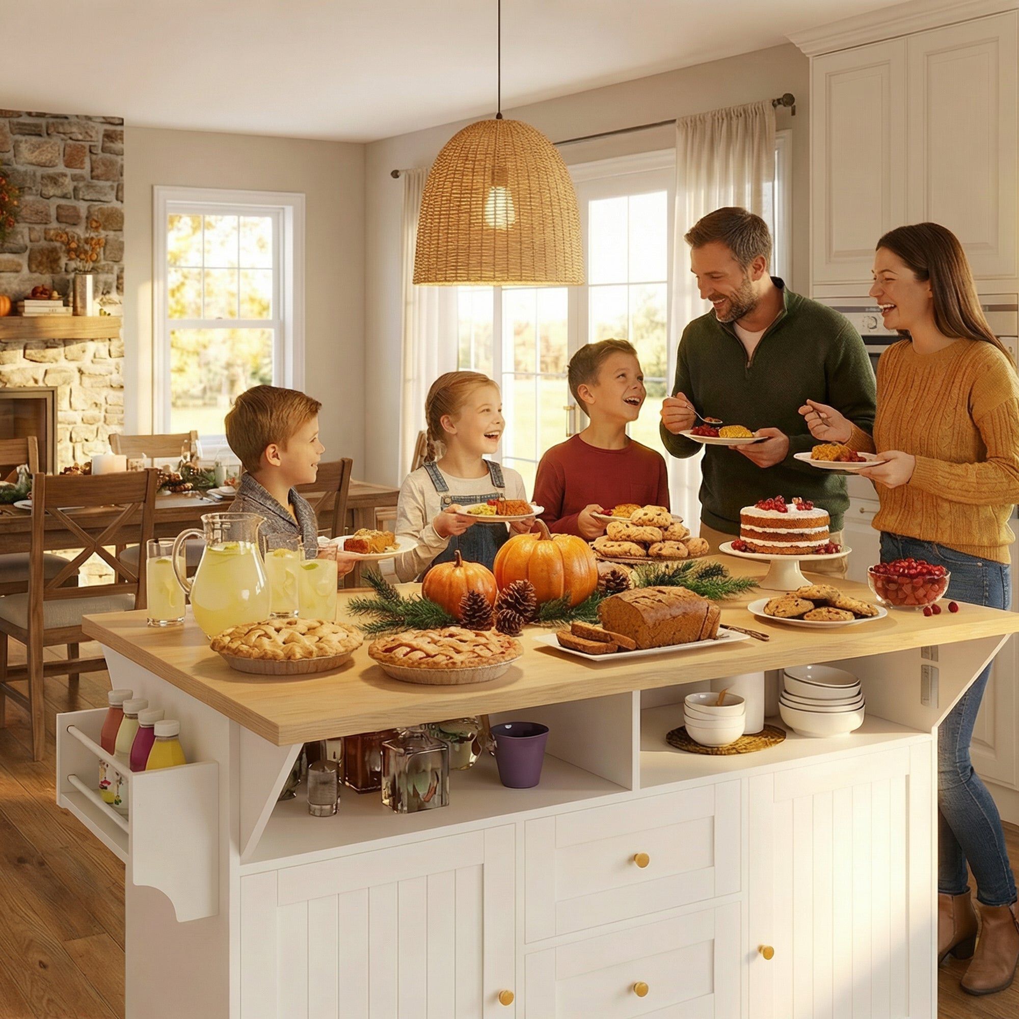 Rolling Kitchen Island with Power Outlet
