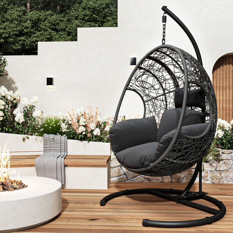 New Comming Outdoor Indoor PE wicker Swing Egg Chair Gray Color