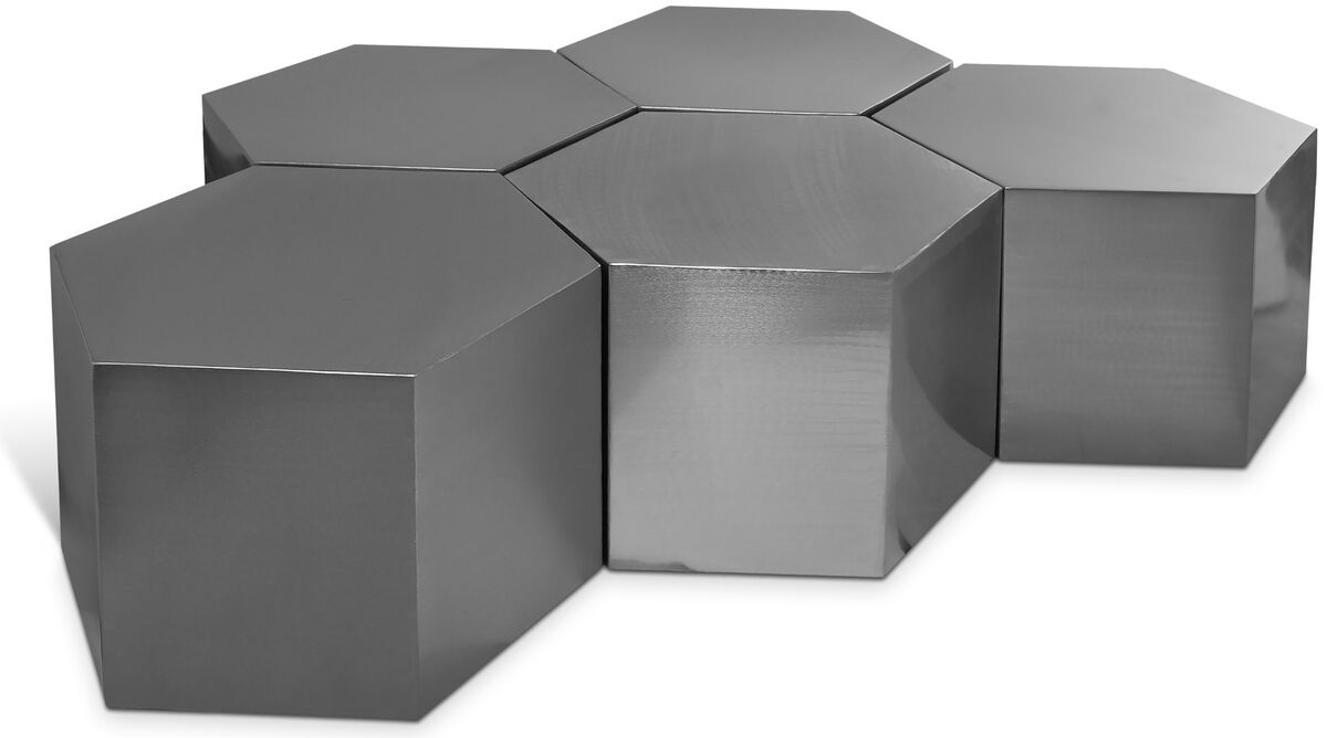 Meridian Furniture Hexagon Brushed Chrome Coffee Table