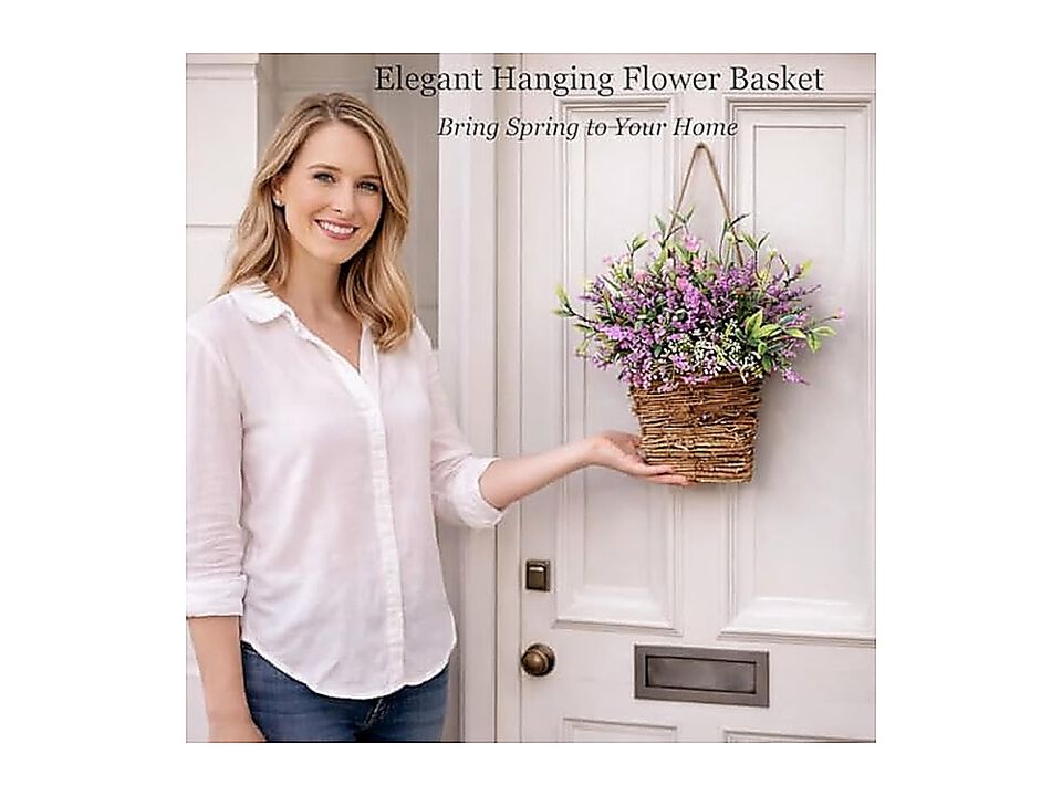 Wildflower Door Hanging Basket Spring Front Wreath Porch Farmhouse Decor Flowers