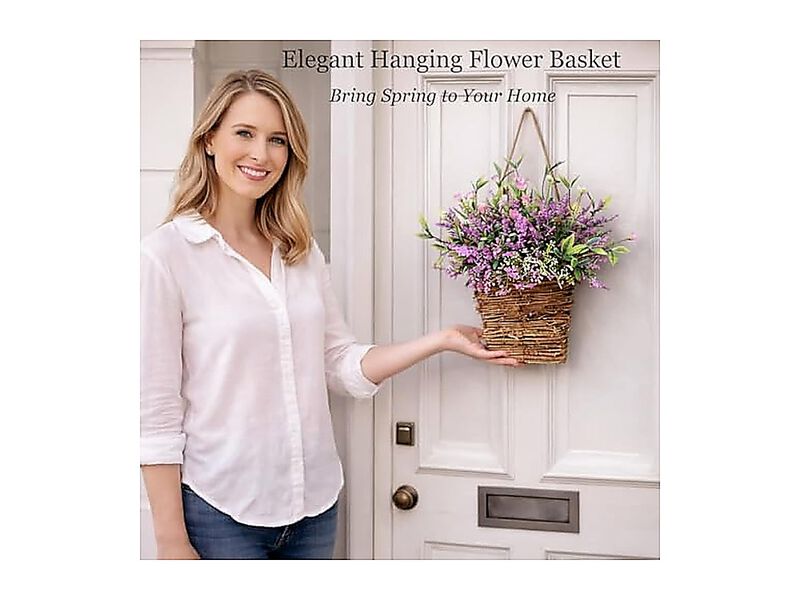 Wildflower Door Hanging Basket Spring Front Wreath Porch Farmhouse Decor Flowers image number 1