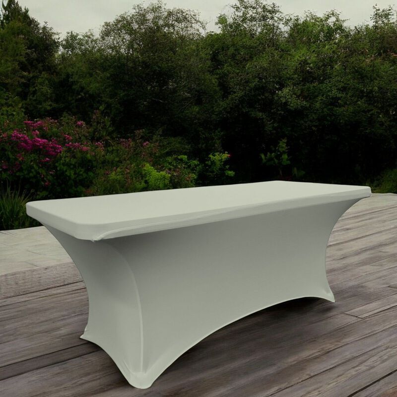 Wrinkle Resistant Rectangular Spandex Tablecloth for Banquet and Display Tables image number 1