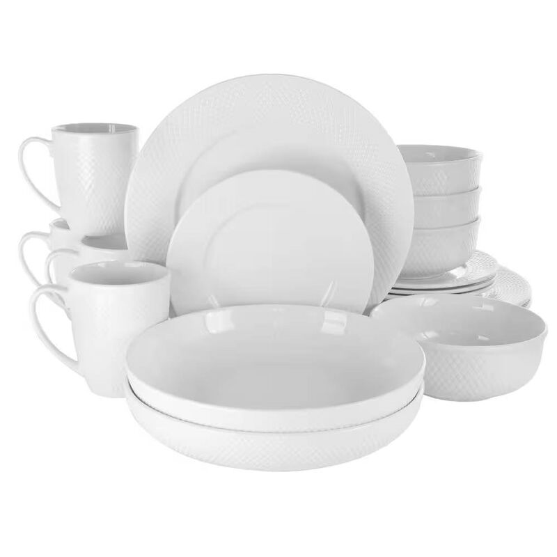 16-Piece Porcelain Dinnerware Set – Service for 4, Durable Plates, Bowls & Mugs