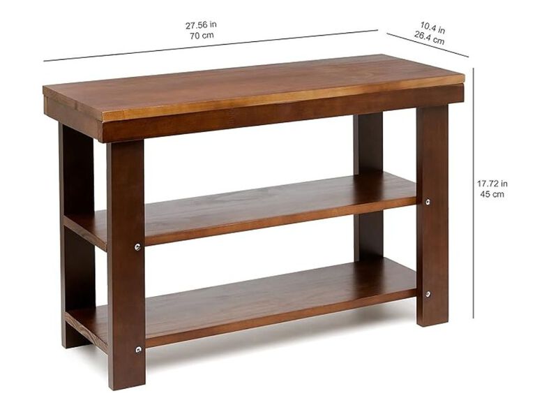 Entryway Wood Shoe Storage Bench 4 Inch Sturdy Solid Pine Organizer image number 2