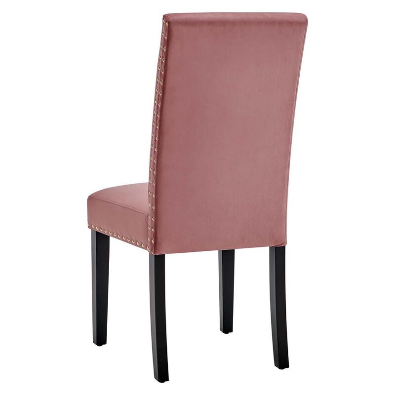 Modway Parcel Performance Velvet Dining Side Chairs - Set of 2, Dusty Rose image number 3