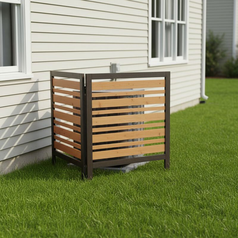 2-Panel Outdoor Air Conditioner Fence Screen, Outside Wood Privacy Fence, 38" W x 42" H image number 4