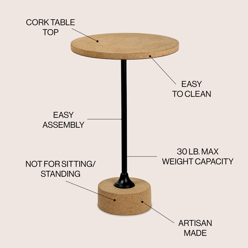 Calix Contemporary Minimalist Metal/Cork Round End Table