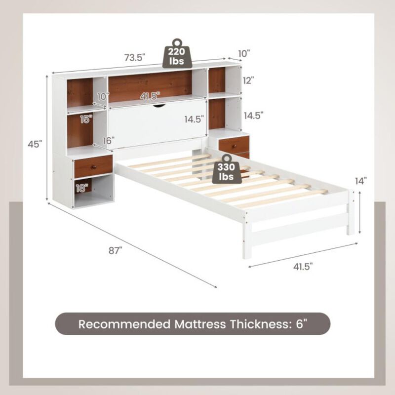 Bed Frame with Storage Headboard and Nightstands