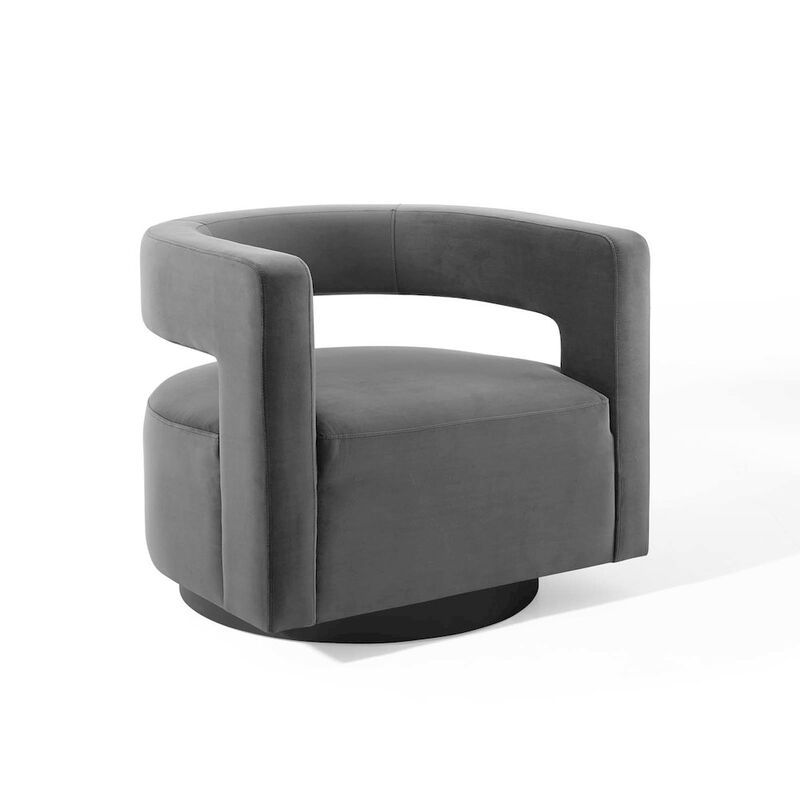 Spin Cutaway Performance Velvet Swivel Armchair image number 0