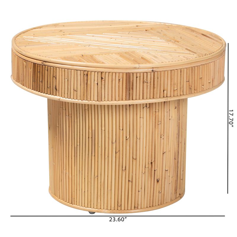 Bali & Pari Iryna Modern Bohemian Natural Rattan End Table