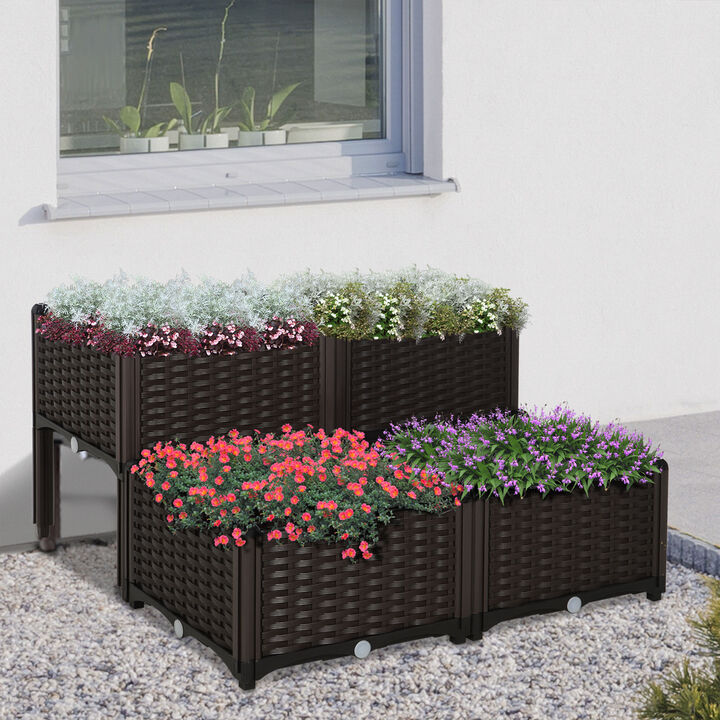 Hivvago Raised Garden Planter 4-Piece Set for Backyard Plants