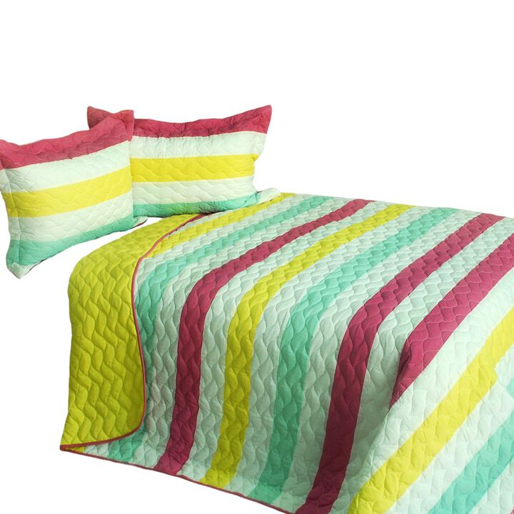 3-Piece Quilted Patchwork Quilt Set Soft Lightweight Bedding