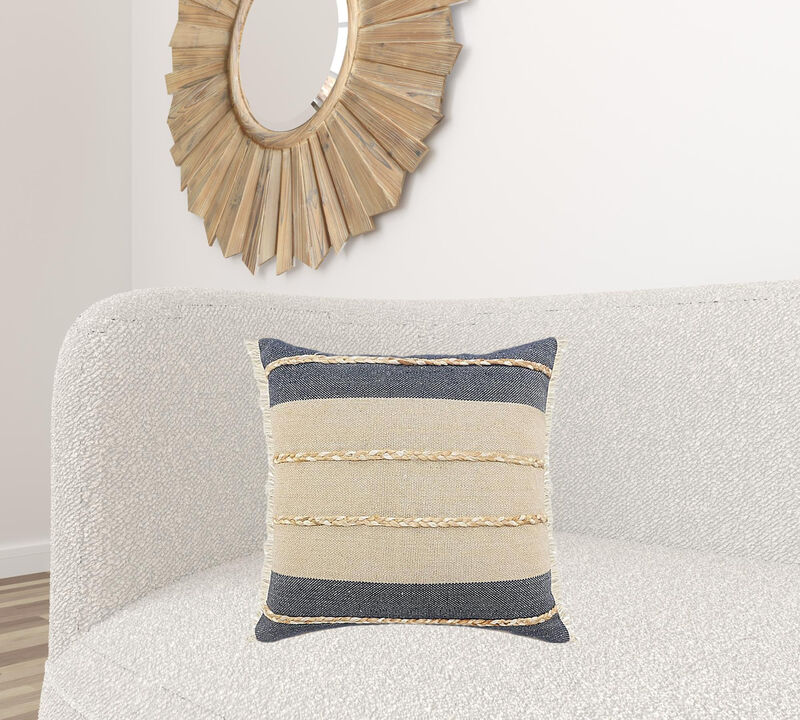 Boho Jute Coastal Zippered Pillow &ndash; Decorative Cushion for Couch, Chair, or Bed