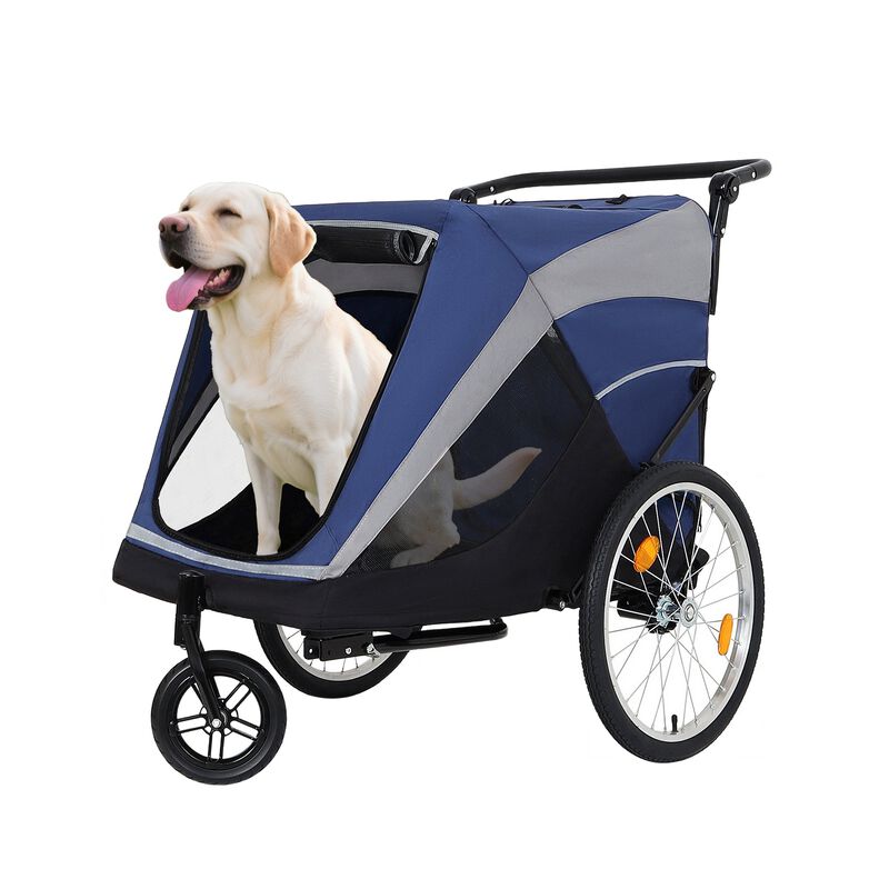 100LB Capacity 2-in-1 Pet Bike Trailer & Push Cart with Storage Pockets & Quick-Release Wheels image number 6