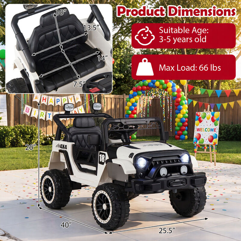 12V Kids Ride On Toy Truck with 3 Speeds and Remote Control for Yard image number 2