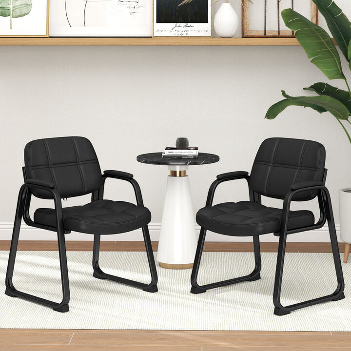 Set of 2 Ergonomic Upholstered Waiting Room Chairs with Armrests
