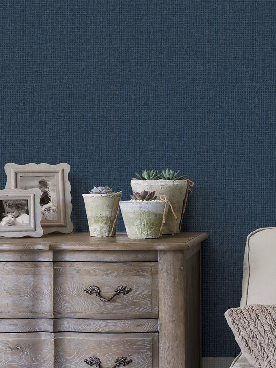 Marblehead Cobalt Basket Weave Wallpaper