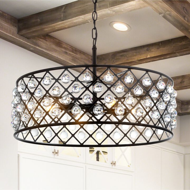 Gabrielle 23" Crystal/Metal LED Pendant, Oil-Rubbed Bronze