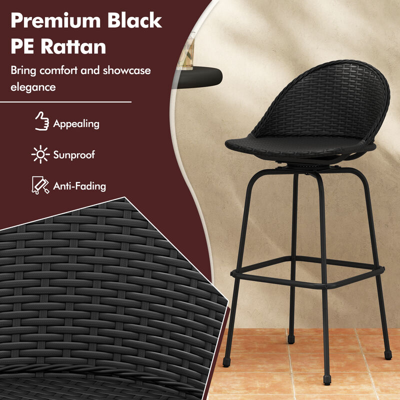Set of 2 Rattan Swivel Barstools with Curved Backrest &ndash; Stylish & Comfortable image number 5