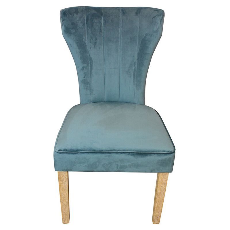 9-Piece Dining Set 8 Cleo Dining Chairs in Velvet Teal Fabric Natural Legs