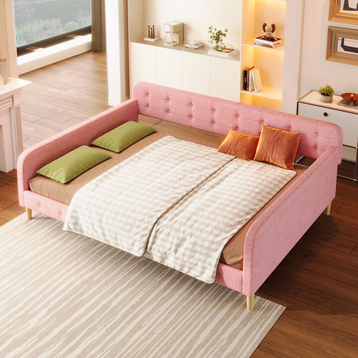 Merax Twin Size Upholstered Daybed with 4 Support Legs