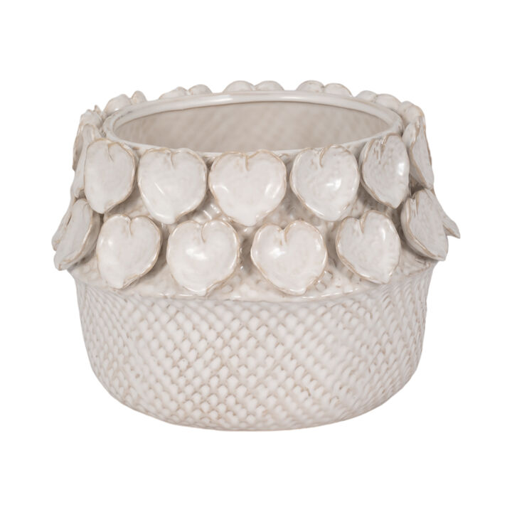 Leaf Applique Woven Planter