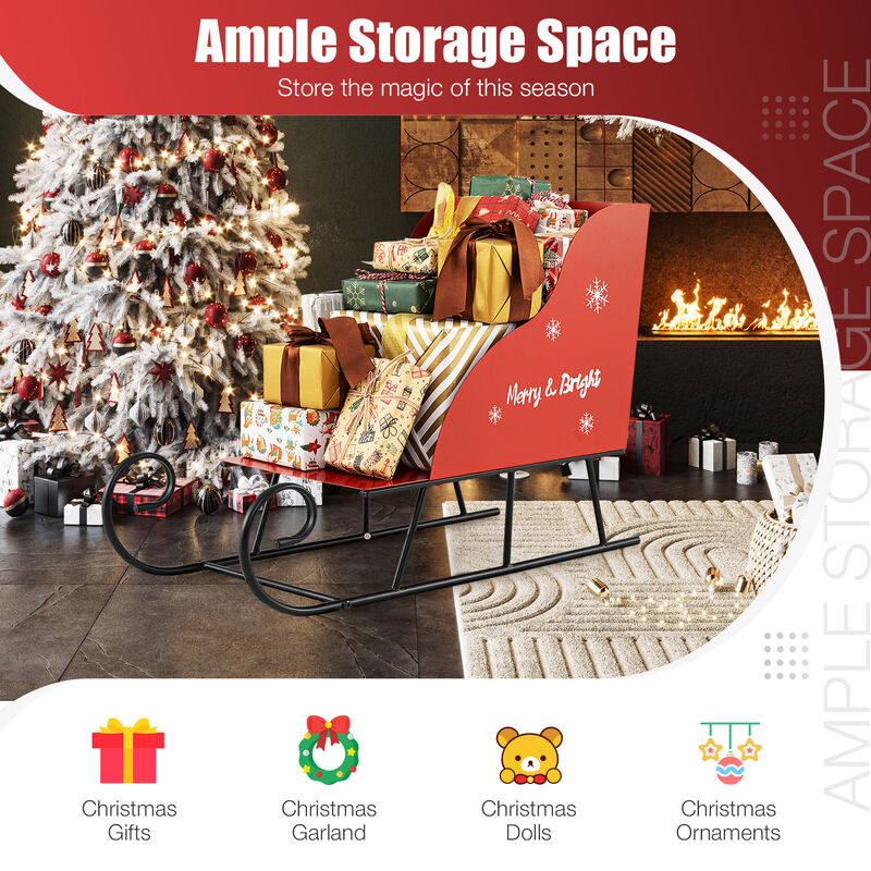 Christmas Santa Sleigh Basket with Metal Frame for Gift Storage and Decor image number 6