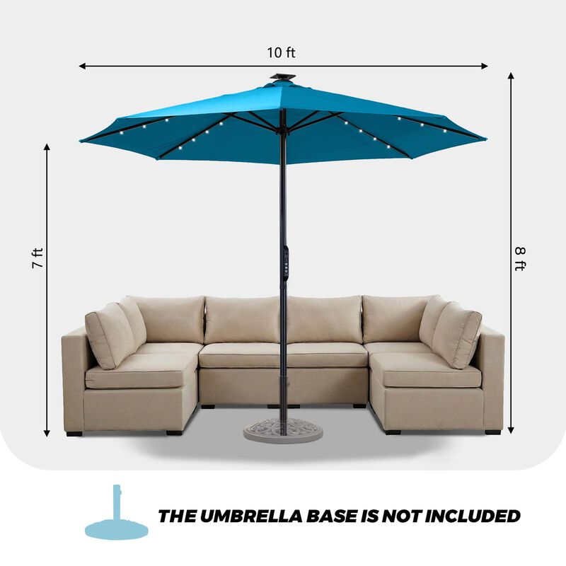 Mondawe 10FT LED Light Market Umbrella One-Touch Electric Patio Umbrella with Remote, Tan image number 4