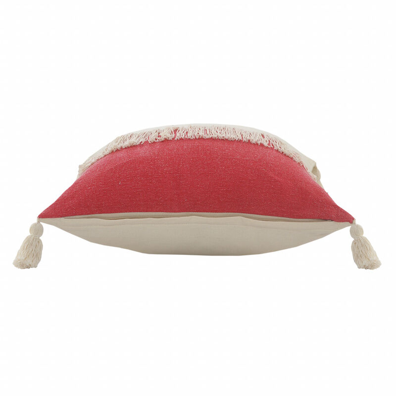 Handcrafted Cotton Pillow with Tassels &ndash; Stylish Throw Cushion for Living Room