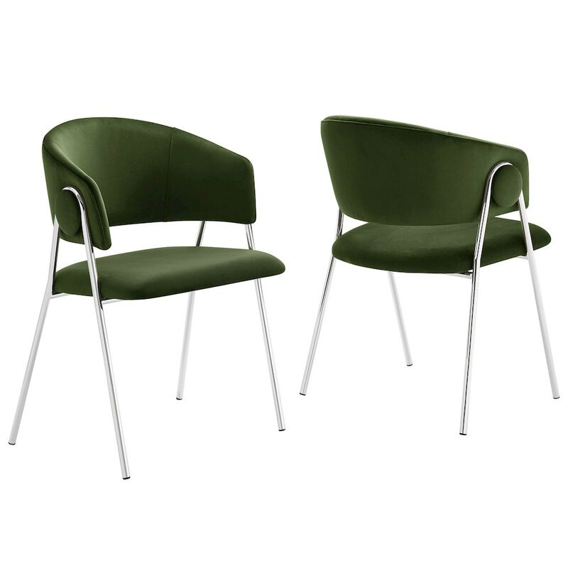 Modway Nella Upholstered Performance Velvet Dining Chair Set of 2