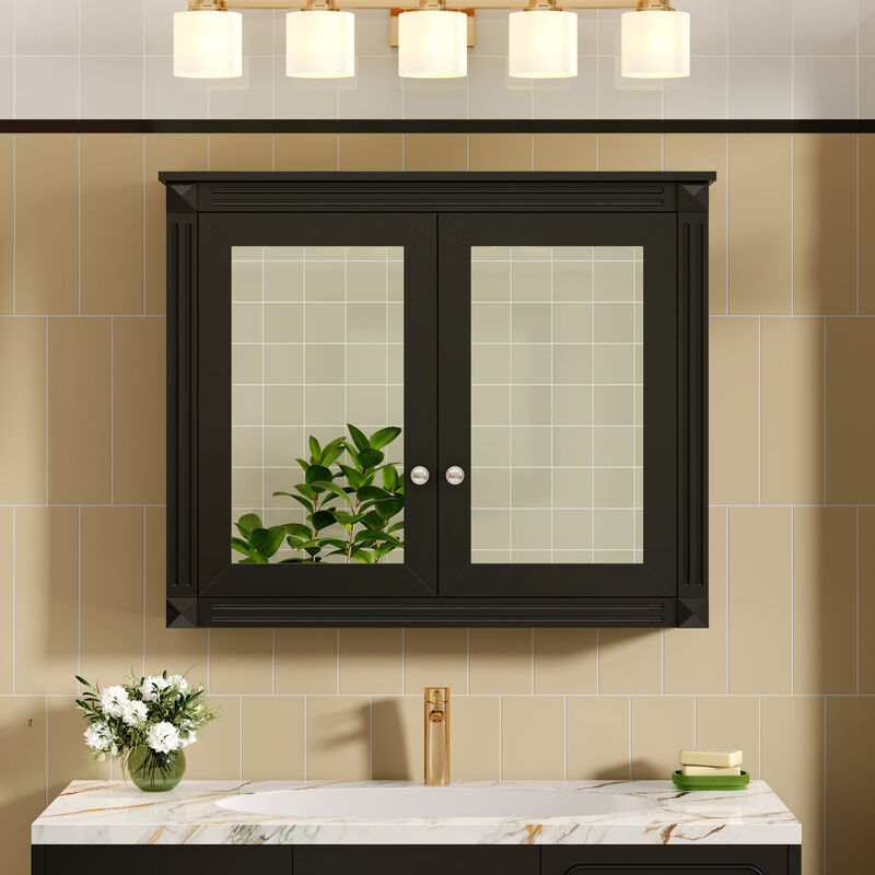 ELEMENT ACE Stylish Wall-Mounted Mirror Cabinet with Adjustable Shelves image number 4