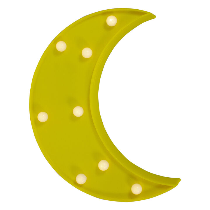 9.5" LED Lighted Yellow Crescent Moon Marquee Wall Sign